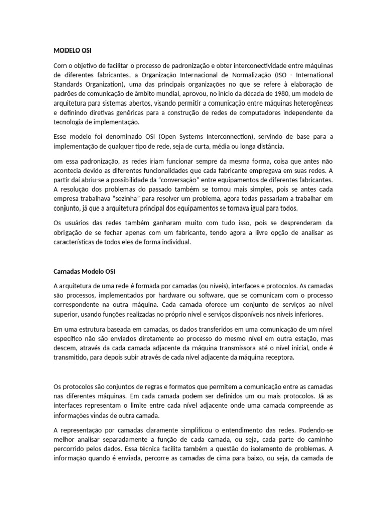Entenda o Modelo OSI em Redes de Computadores | PDF | Modelo OSI | Rede ...