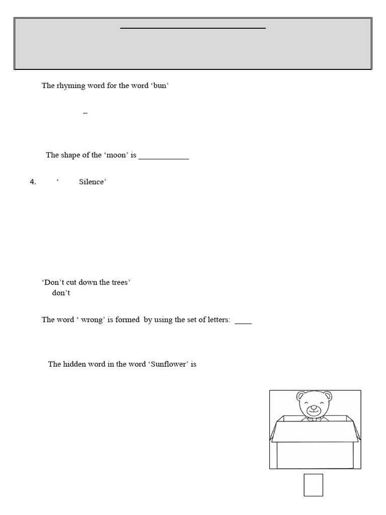 Class V English Assessment March 2023 | PDF