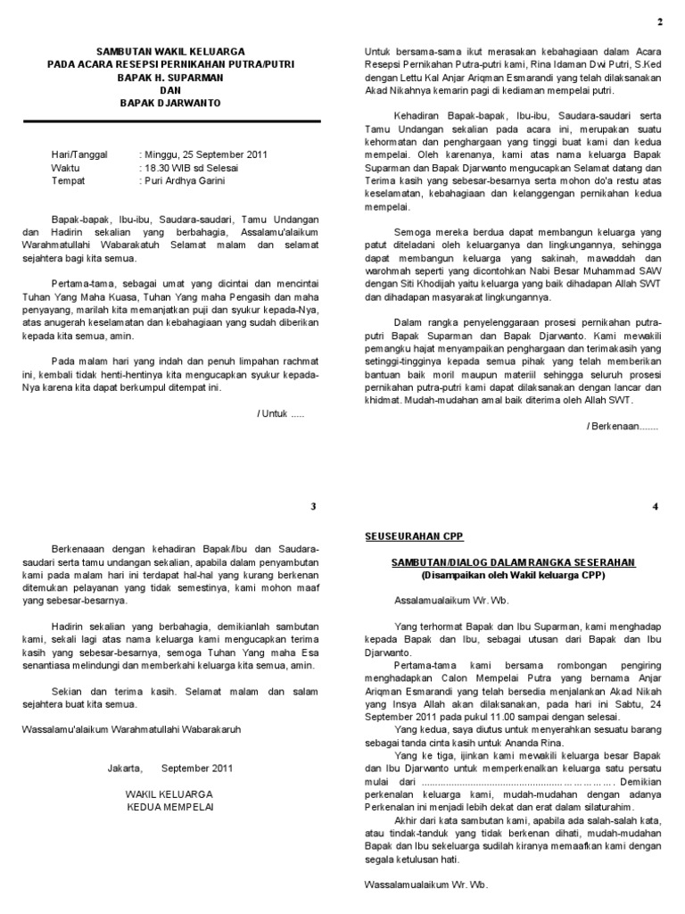 Contoh Sambutan Acara Pernikahan Katolik - tukaffe.com