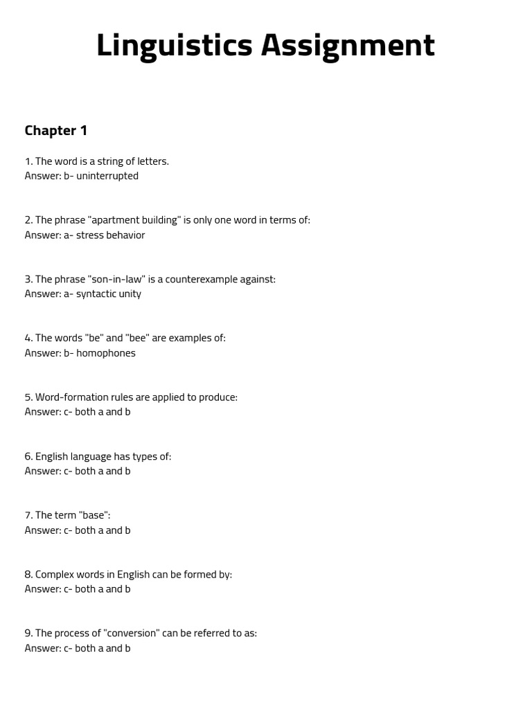 Linguistics Assignment Overview | PDF | Semantics | Morphology ...