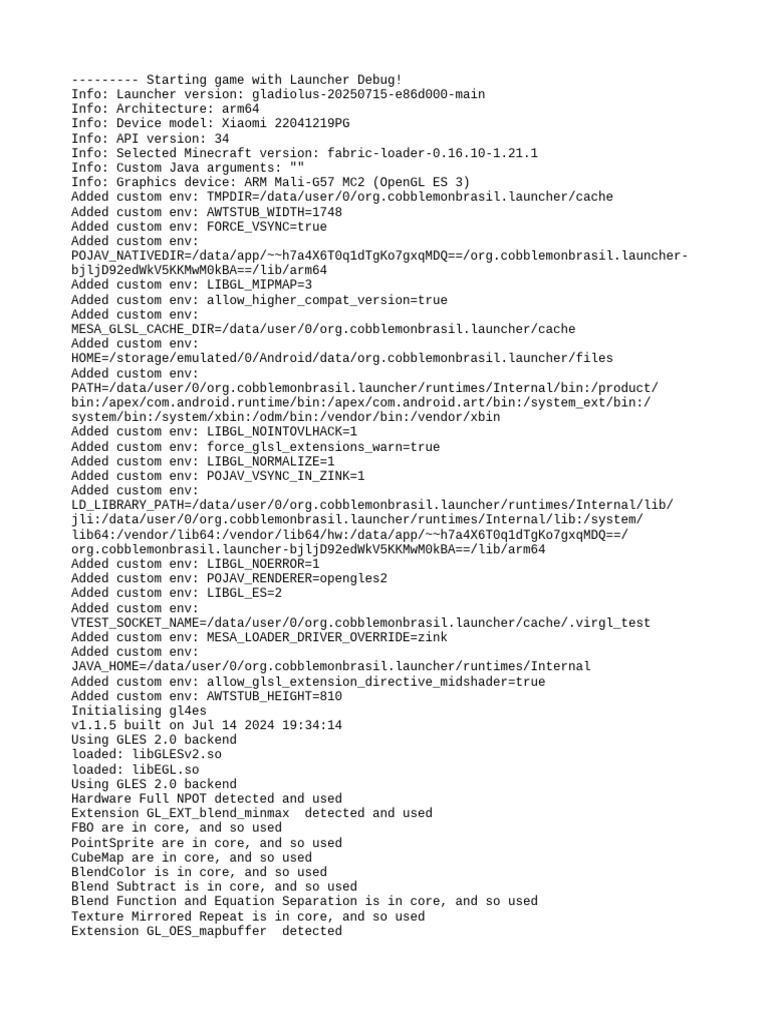 Launcher Debug Info for Minecraft Game | PDF | Computing | Computer ...