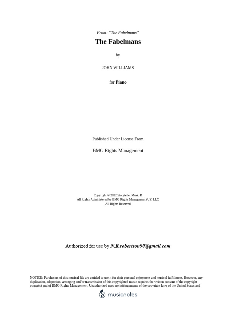 The Fabelmans - G Major - MN0268734 | PDF | Copyright | Civil Law ...
