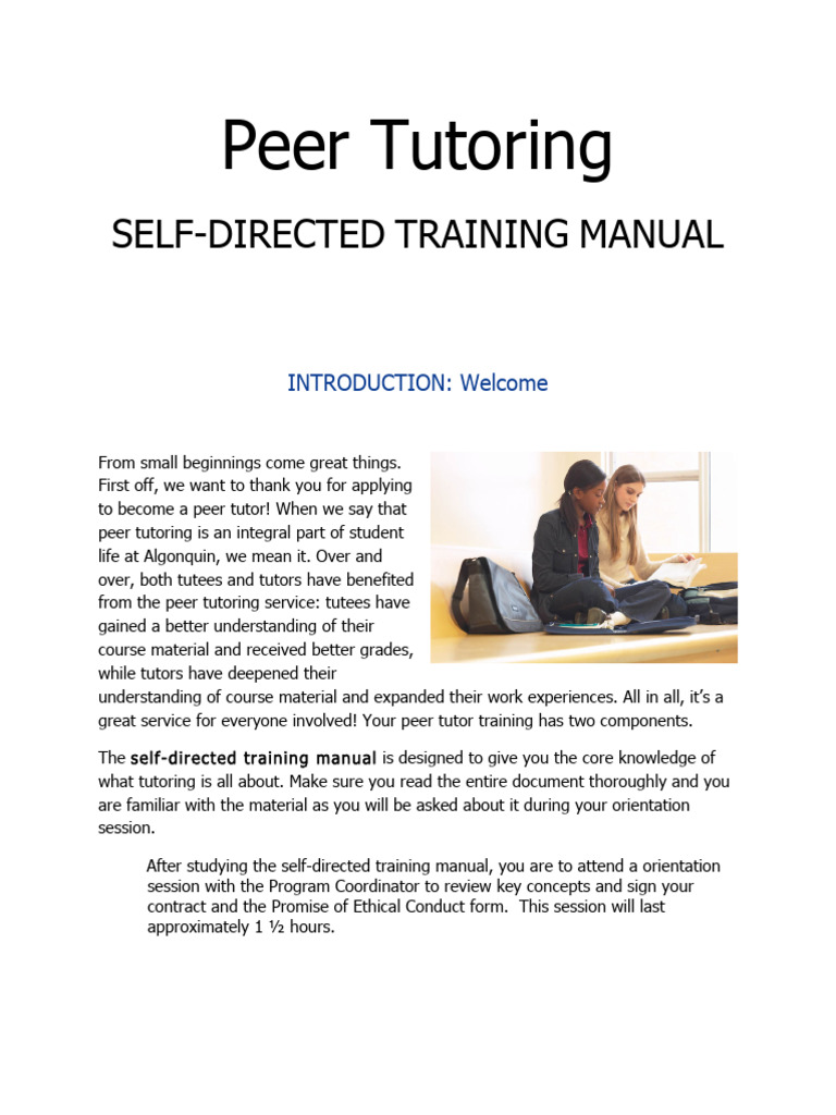 Peer Tutoring Training Manual Guide | PDF | Learning | Cognition