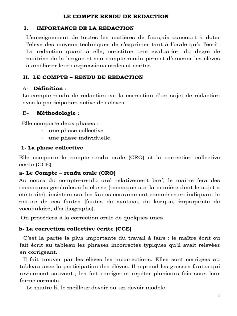 Compte Rendu de Rédaction en Classe | PDF | Linguistique