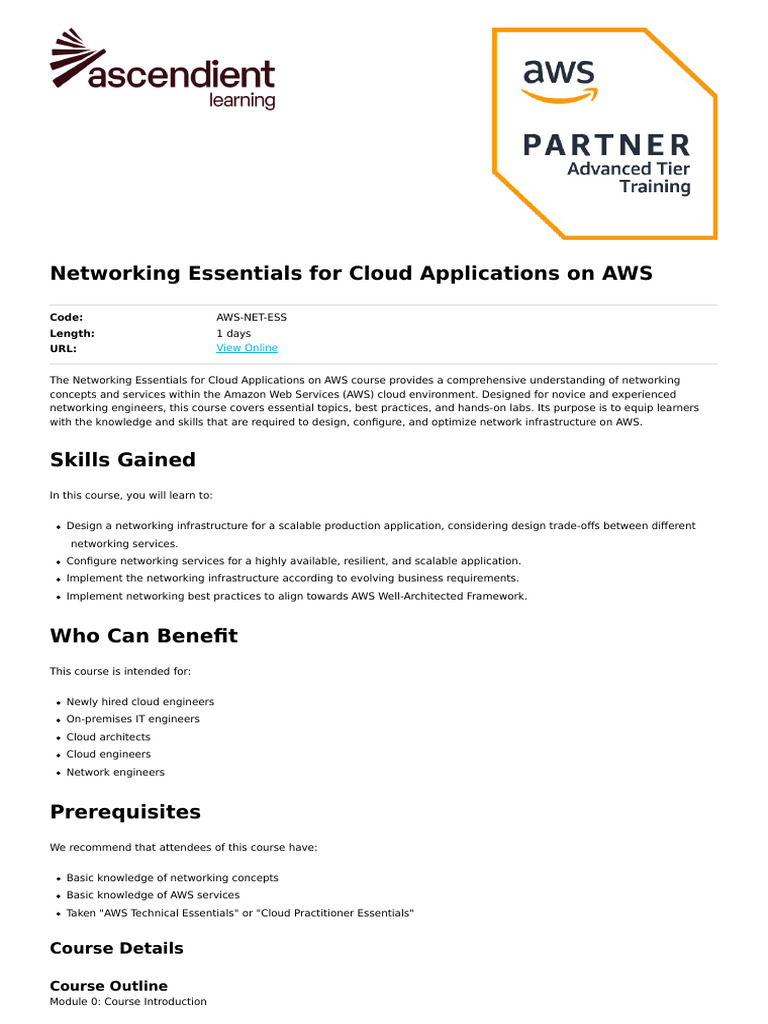 Networking Essentials For Cloud Applications On Aws | PDF | Computer ...