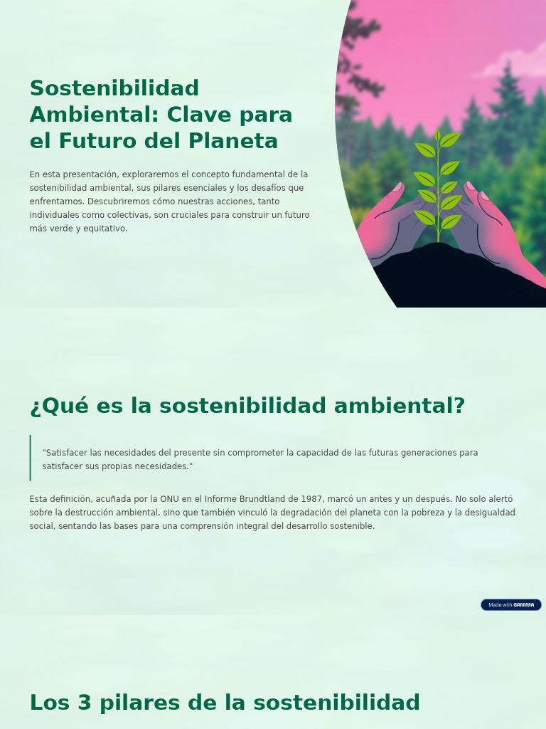 Sostenibilidad Ambiental: Clave del Futuro | PDF | Sustentabilidad ...