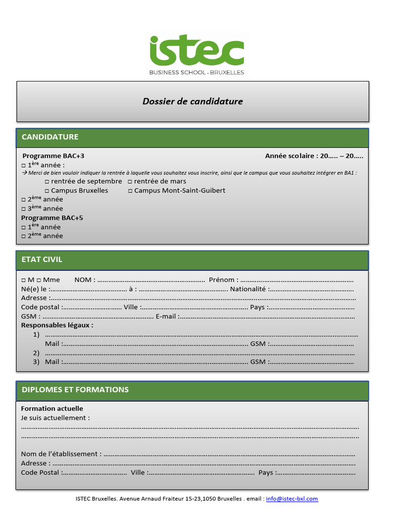 Dossier de Candidature | PDF