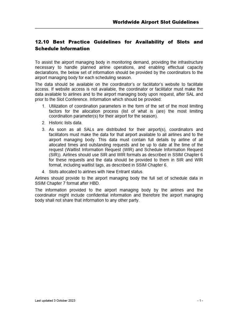 WASG Slot Guidelines Overview | PDF