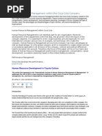Human Resource Management Within the Coca