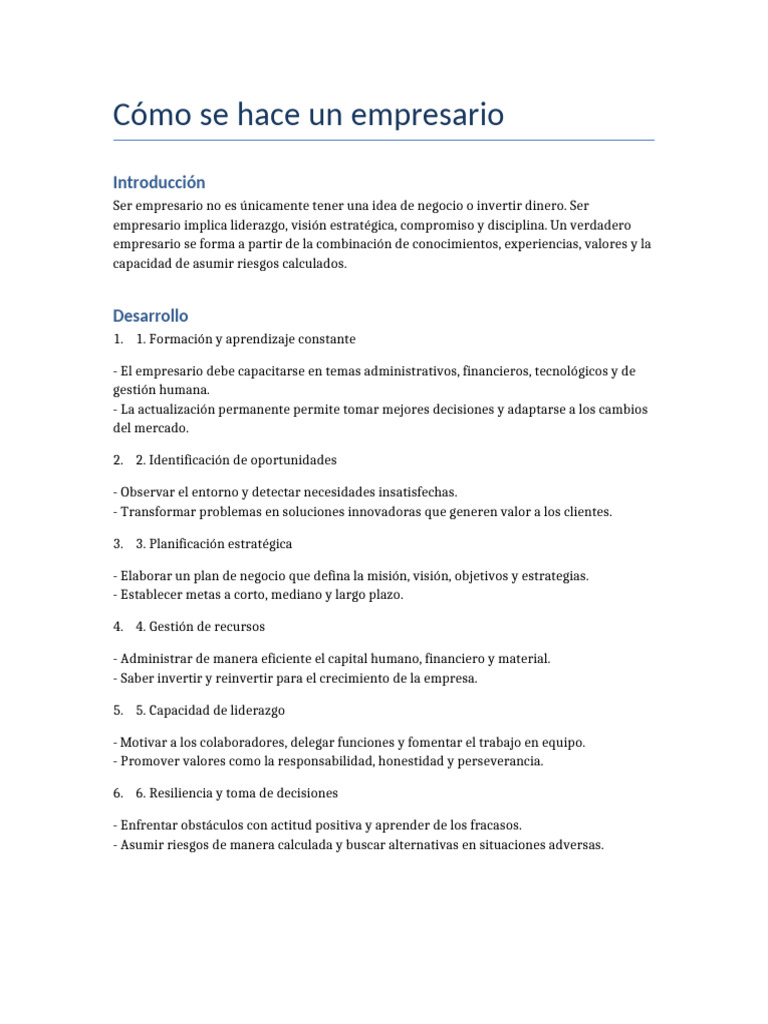 Cómo convertirse en un empresario exitoso | PDF