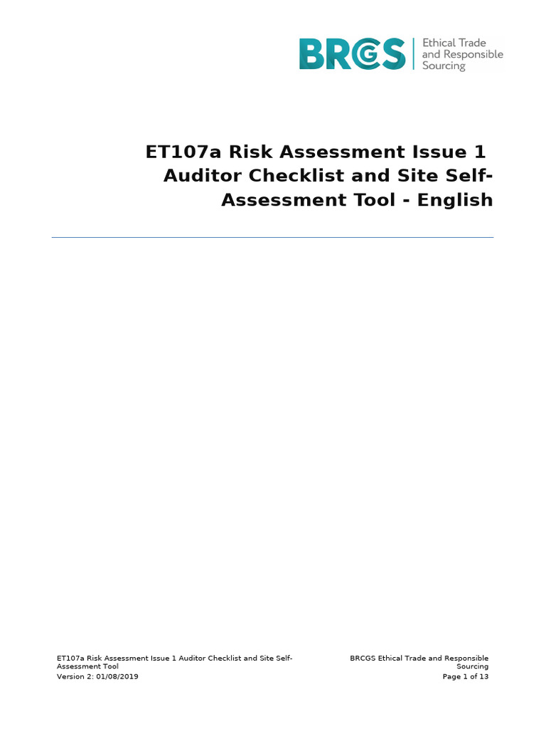 BRCGS ETRS Auditor Checklist | PDF | Employment | Occupational Safety ...