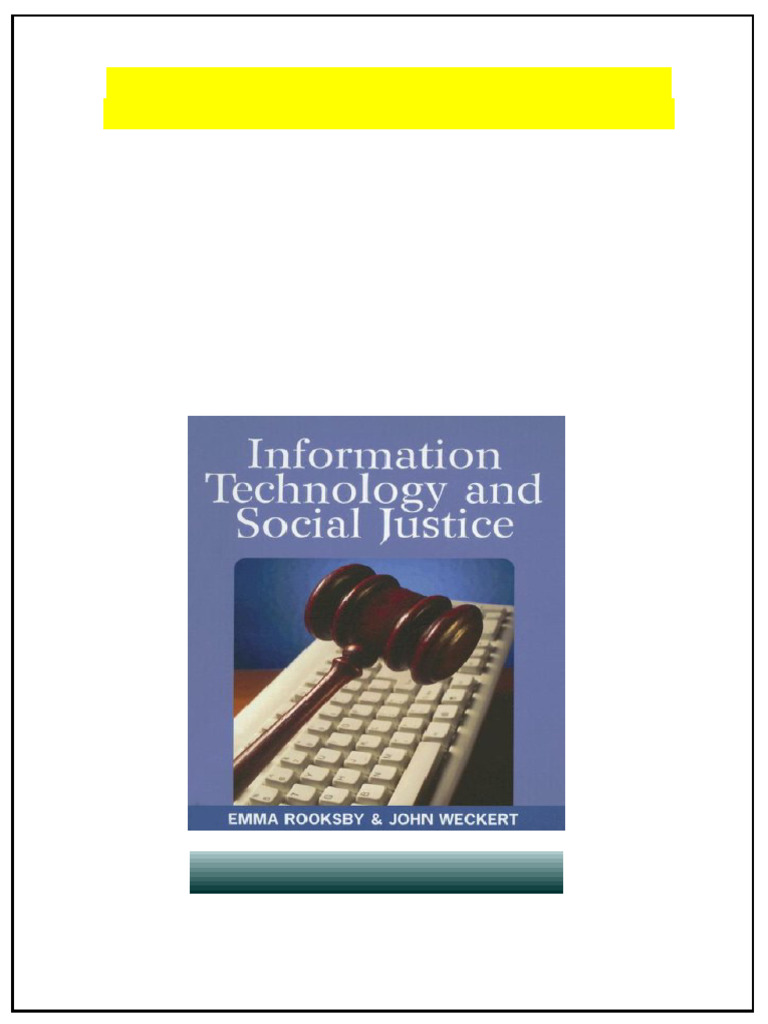 Information Technology and Social Justice 1st Edition Emma Rooksby ...