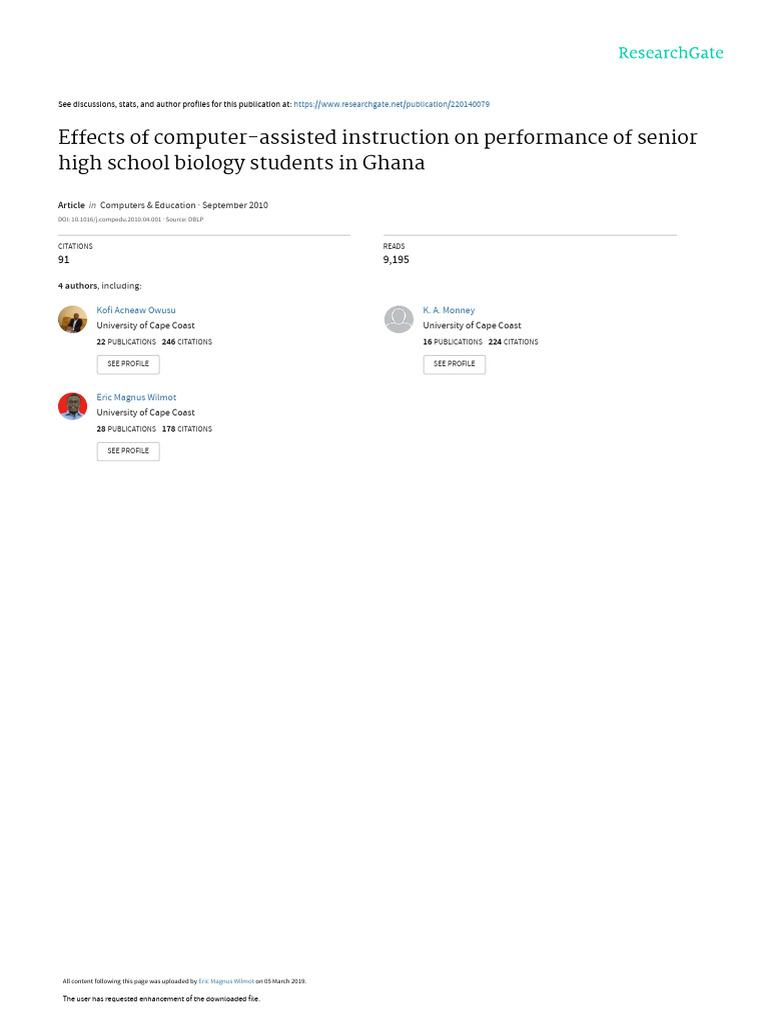 Computer-Assisted Instruction in Ghana | PDF | Educational Technology ...