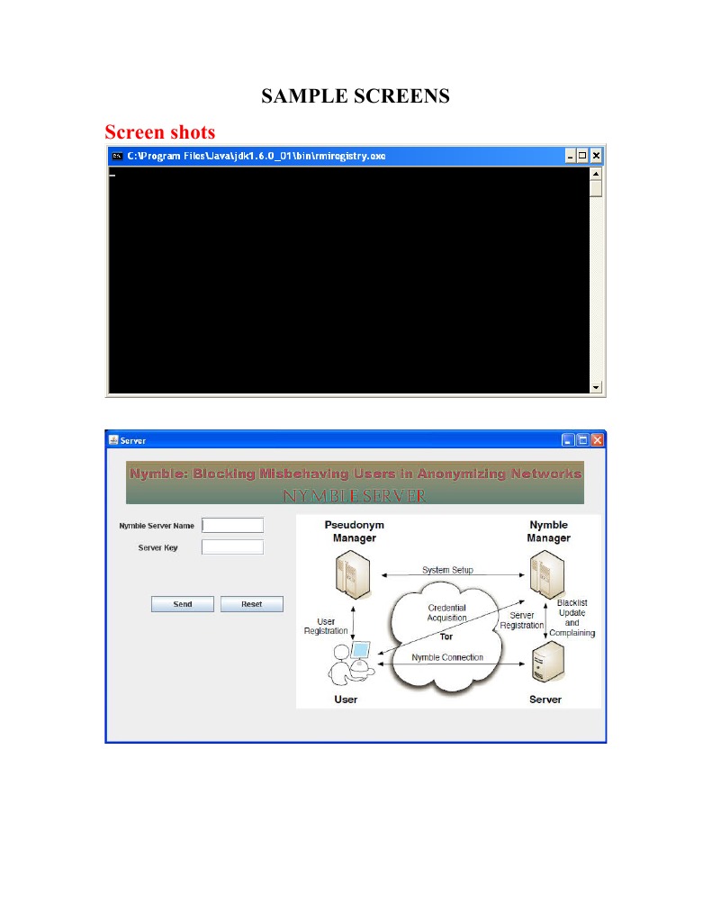 Screen Shots: Sample Screens | PDF