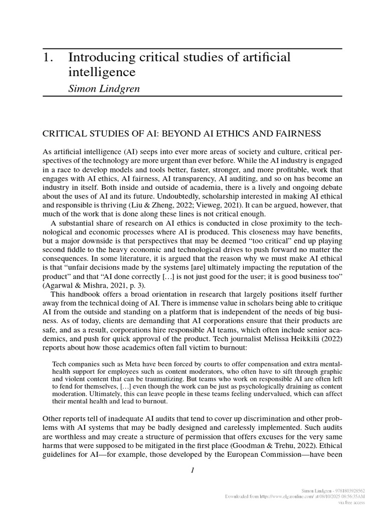 Introducing Critical Studies of Artificial Intelligence | PDF ...