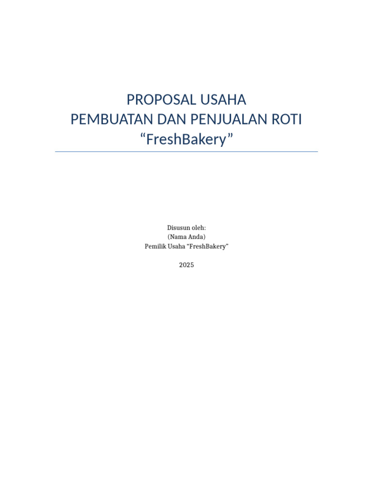 Proposal Usaha Roti FreshBakery | PDF