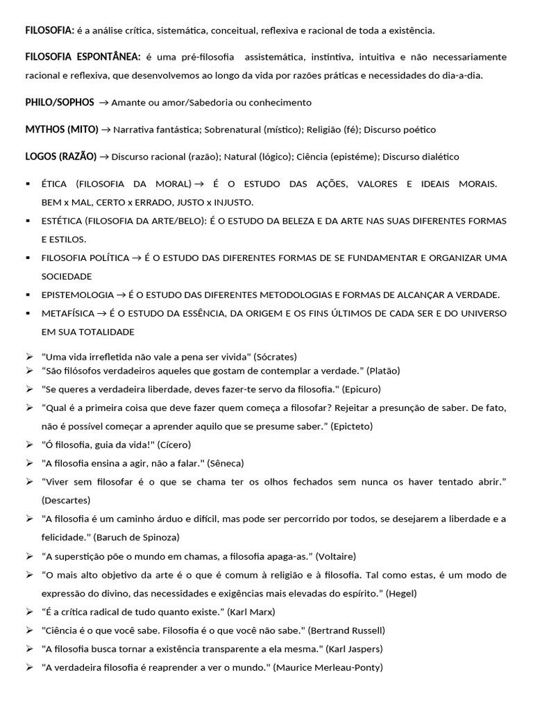 Fundamentos da Filosofia e Suas Áreas | PDF