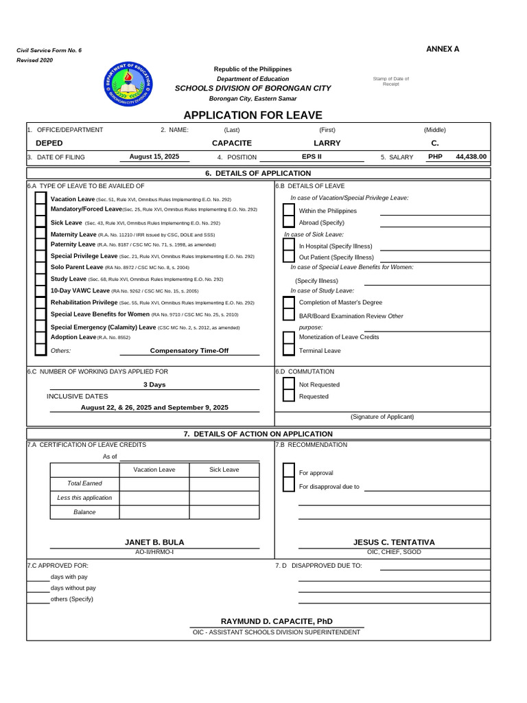 Application for Leave Form 6 2025 | PDF | Parental Leave | Justice