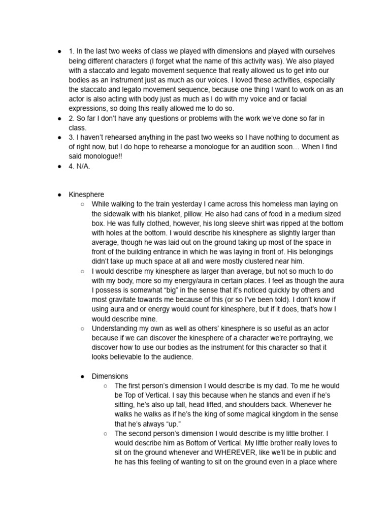 Actor and Character Journal Entry | PDF