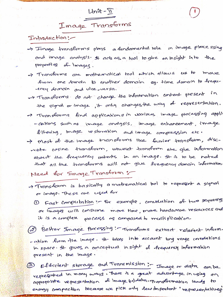 Unit 2 Image Transforms | PDF