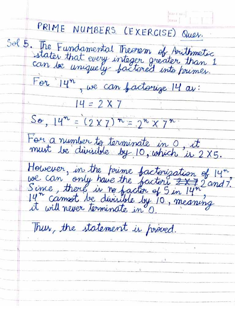 PRIME NUMBERS, Exercise Questions | PDF