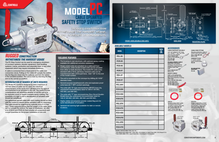 Cable Operated Safety Stop Switch | PDF | Switch | Manufactured Goods