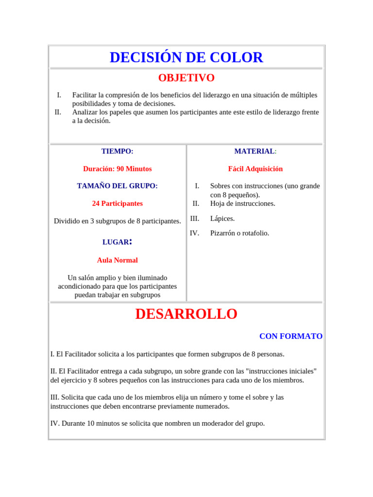 DECISIÓN DE COLOR | PDF | Toma de decisiones