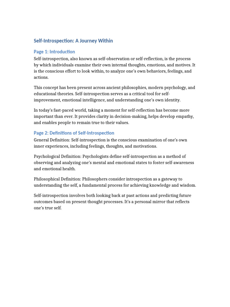 Understanding Self-Introspection | PDF