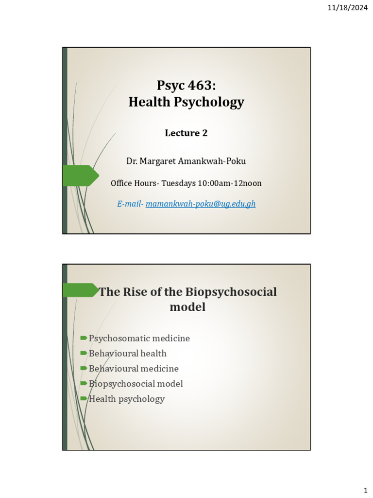 Biopsychosocial Model in Health Psychology | PDF | Health Psychology ...