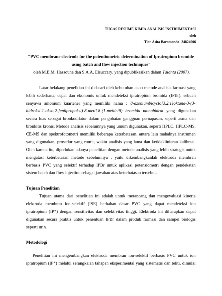 Elektroda PVC untuk Deteksi IPBr | PDF