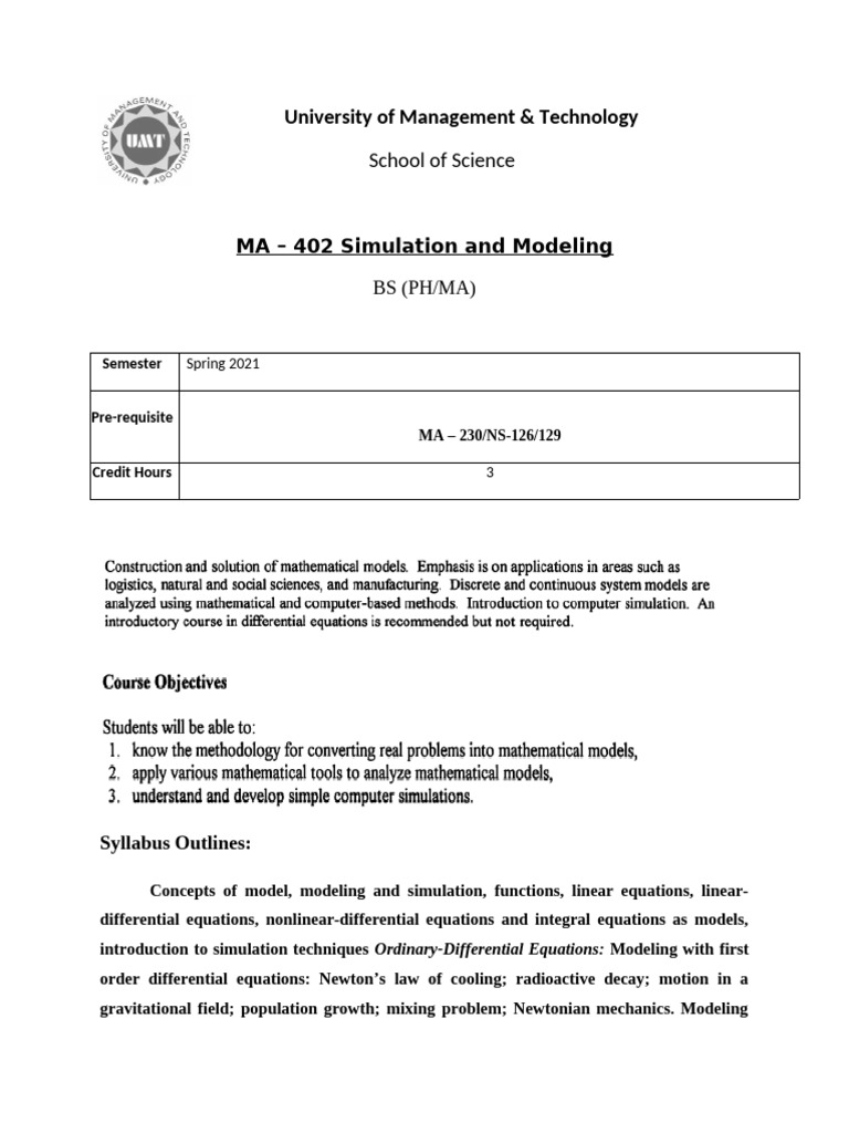 MA-402 Simulation and Modeling | PDF