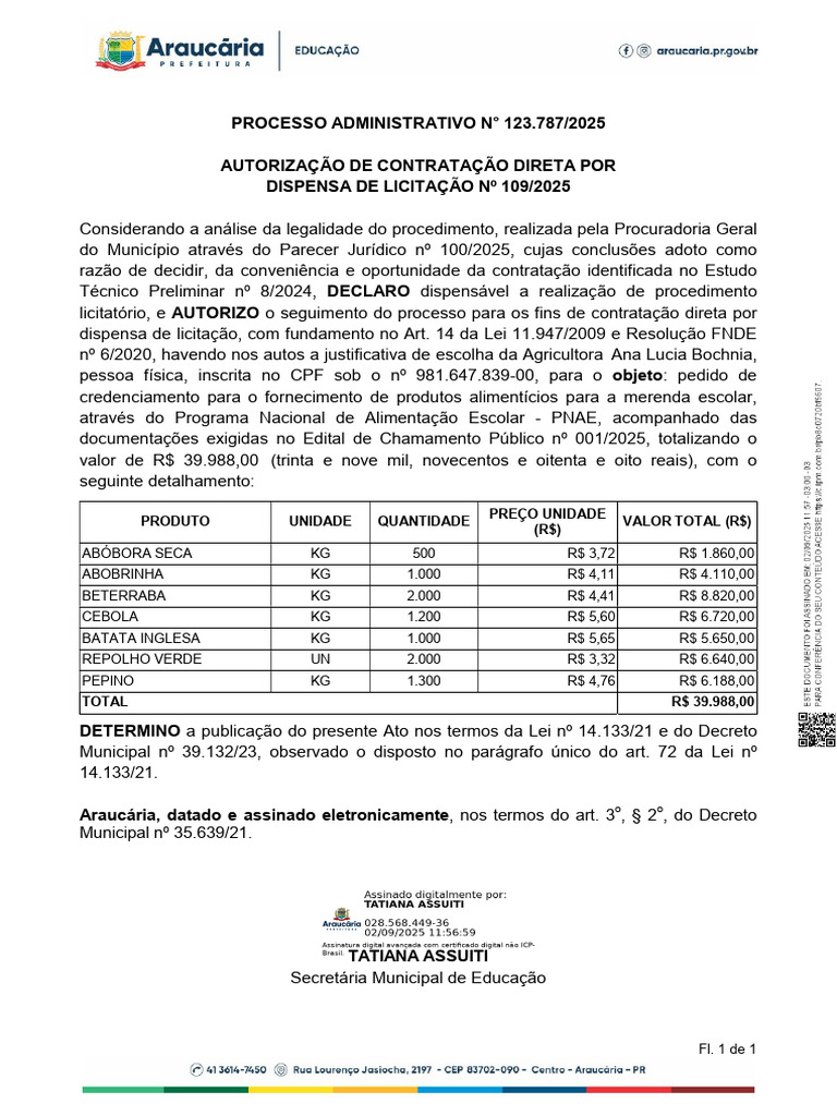 Ato Autorizacao Dispensa 109 2025 | PDF | Justiça | Crime e Violência