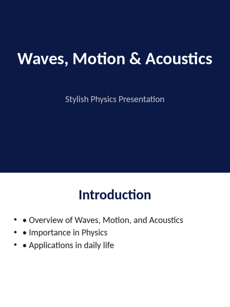 Waves, Motion, and Acoustics Explained | PDF