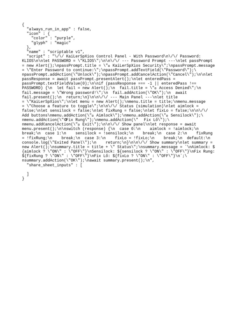 KaiLerSpXios Control Panel Script | PDF