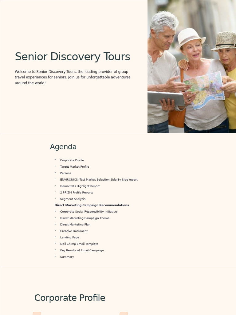 Senior Discovery Tours Overview | PDF | Marketing | Direct Marketing