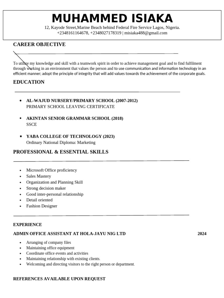 Marketing Graduate with Office Experience | PDF