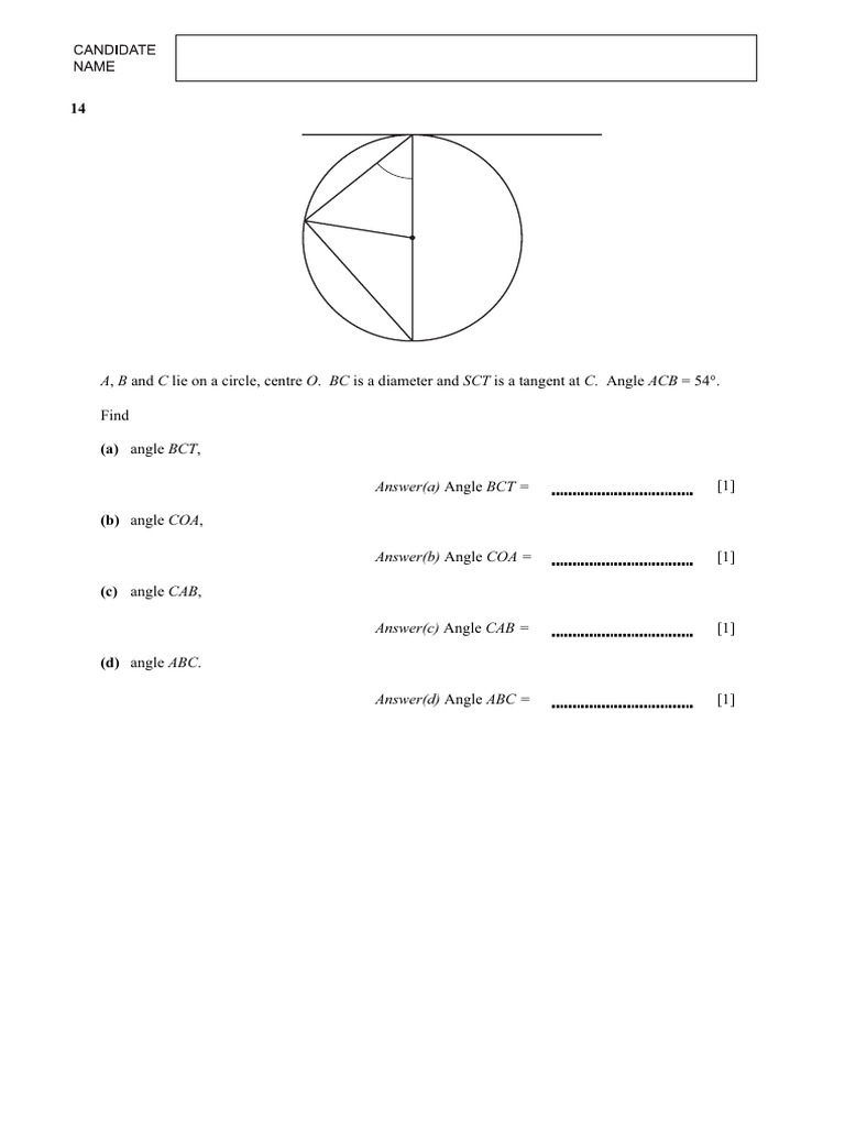 Circle Geometry Angle Calculations | PDF | Circle | Angle