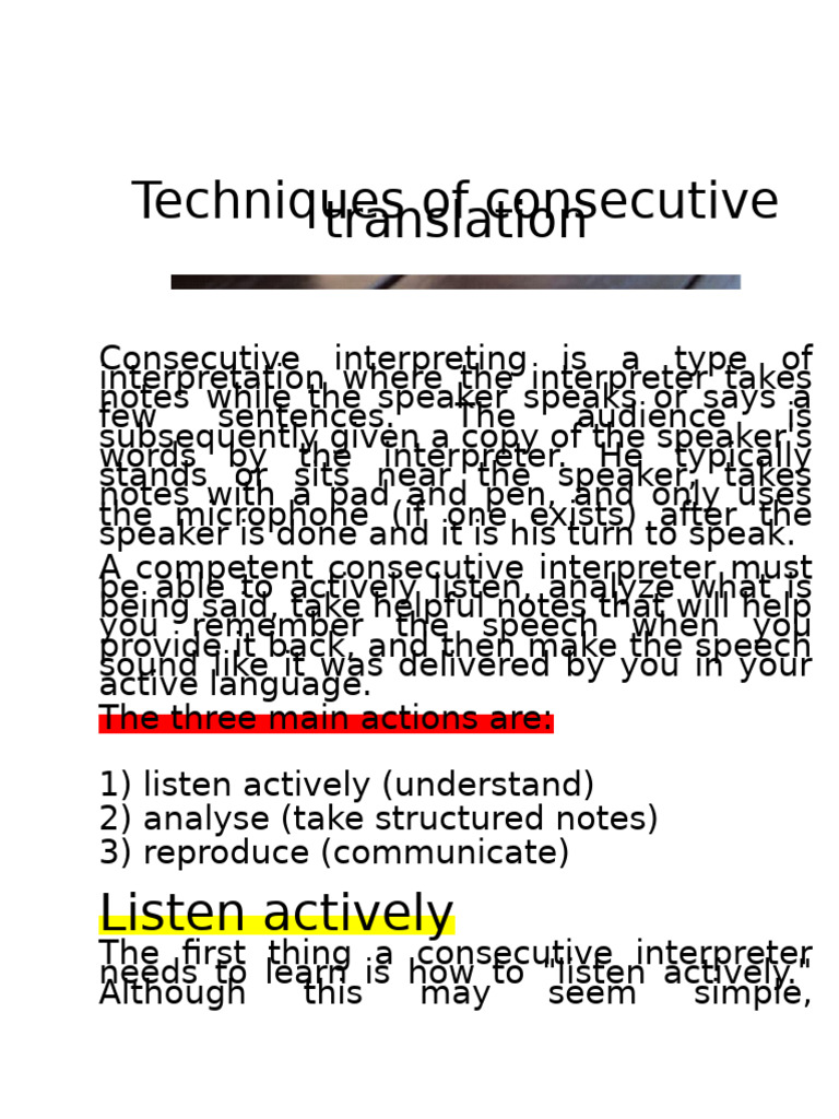 Techniques for Effective Consecutive Interpretation | PDF