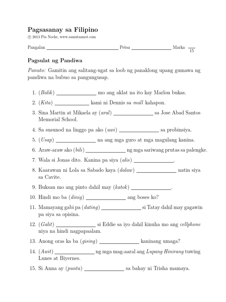 Pagsulat NG Pandiwa - 3 1 | PDF