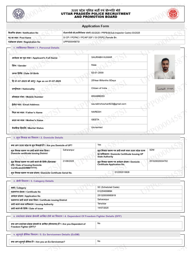 UPSI Form 2025 | PDF