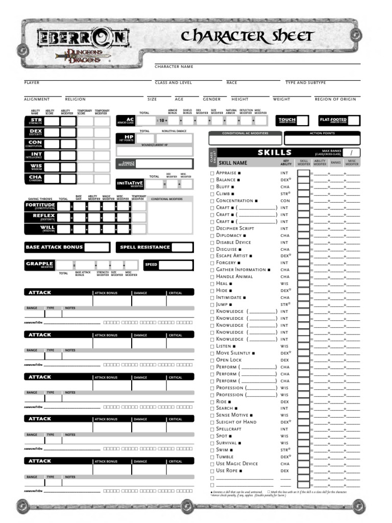 Character Sheet Template for RPGs | PDF | Role Playing Games | Gaming