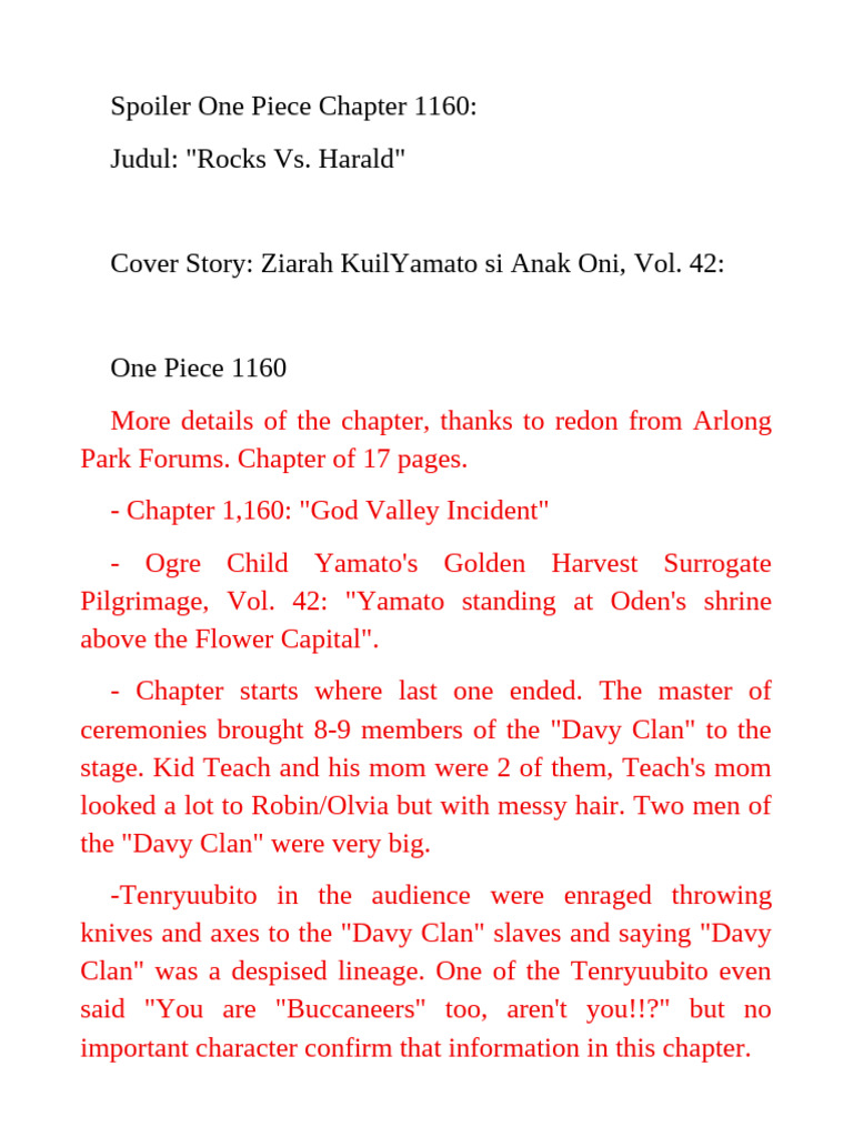 One Piece Chapter 1160 God Valley Incident PDF
