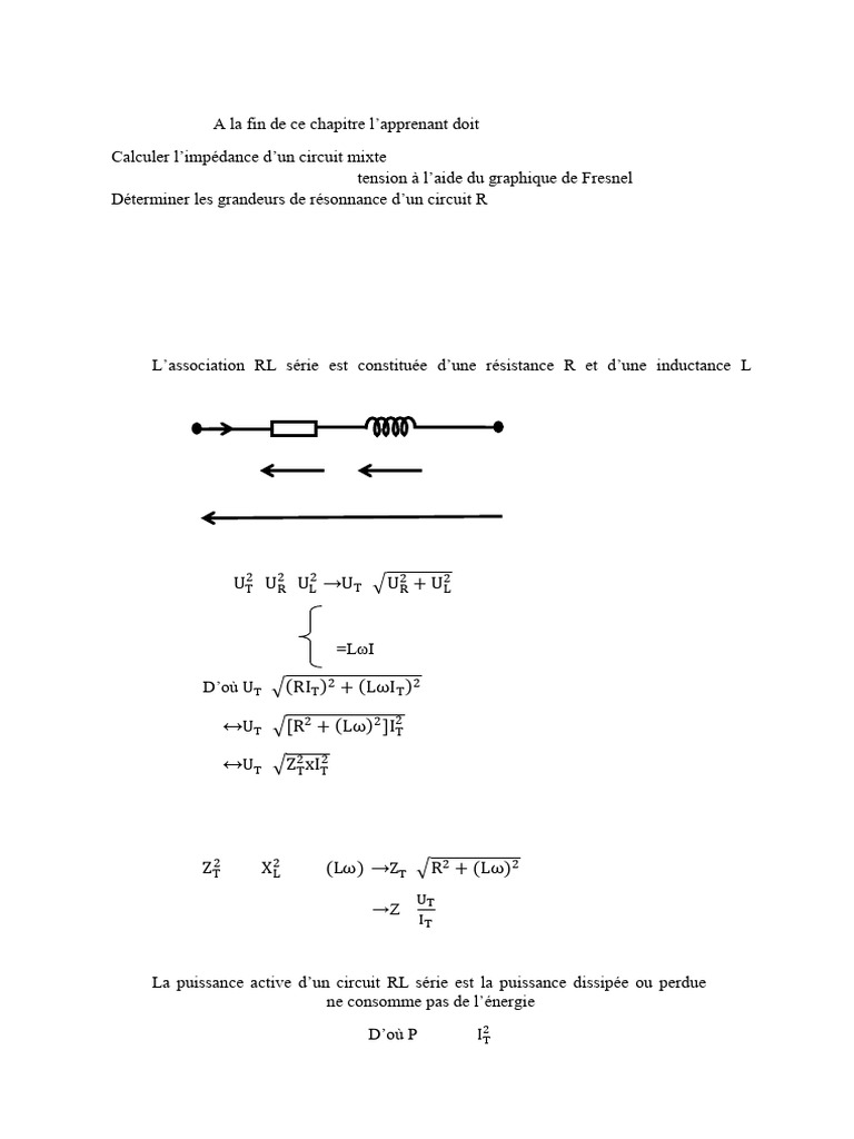 Impédance et Déphasage Circuits RLC | PDF | Impédance (électricité ...