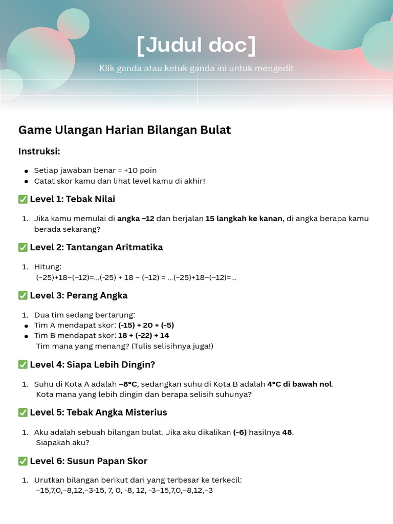 Game Ulangan Harian Bilangan Bulat - Level Medium - 20250826 - 120126 ...