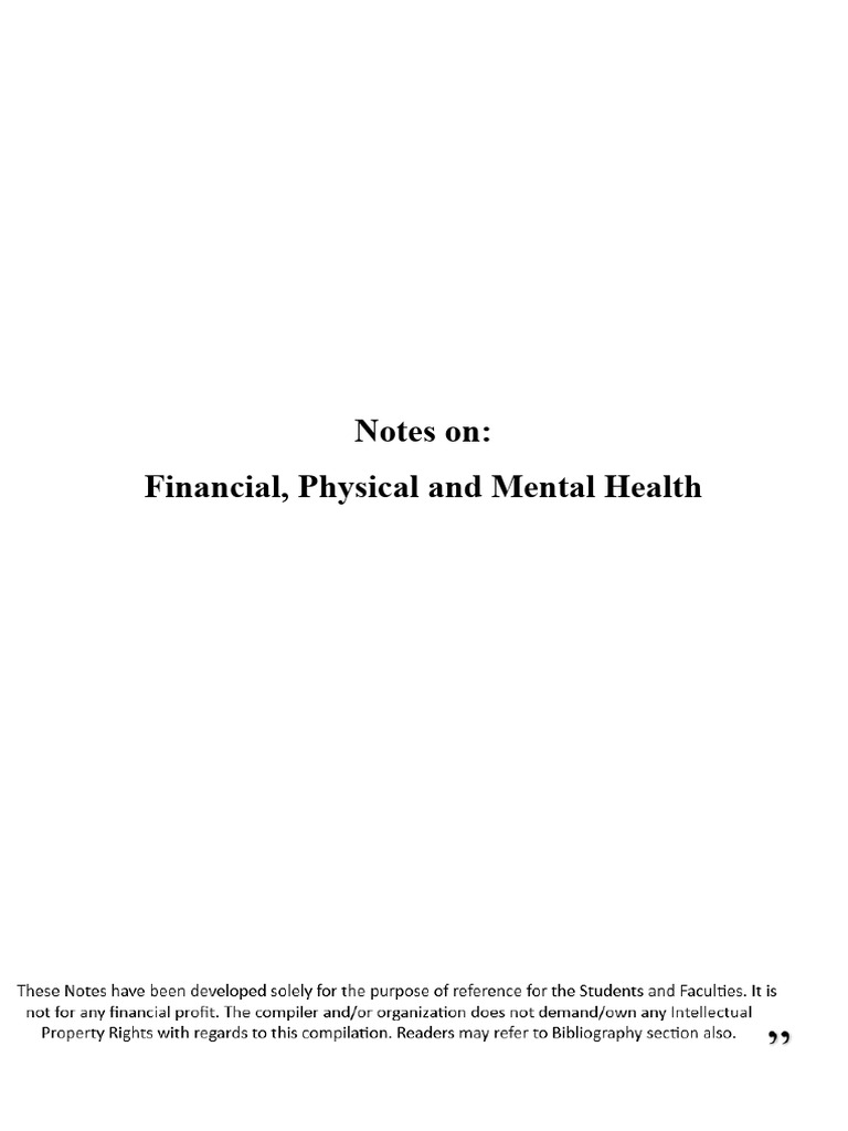 Financial, Physical & Mental Health Guide | PDF | Cost Of Living ...