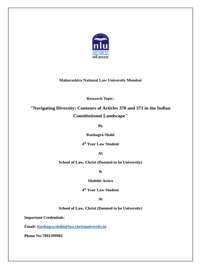 Articles 370 & 371: Diversity in India's Constitution | PDF | Political ...