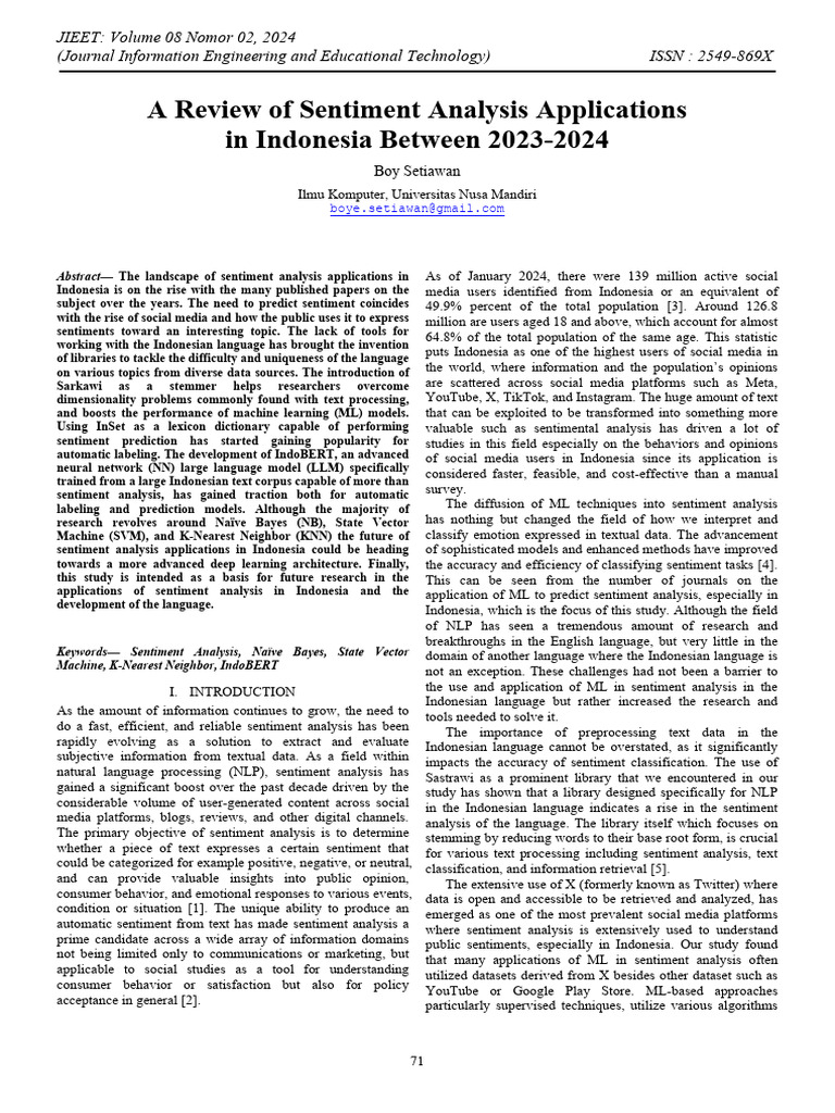 Sentiment Analysis in Indonesia 2023-2024 | PDF | Machine Learning ...