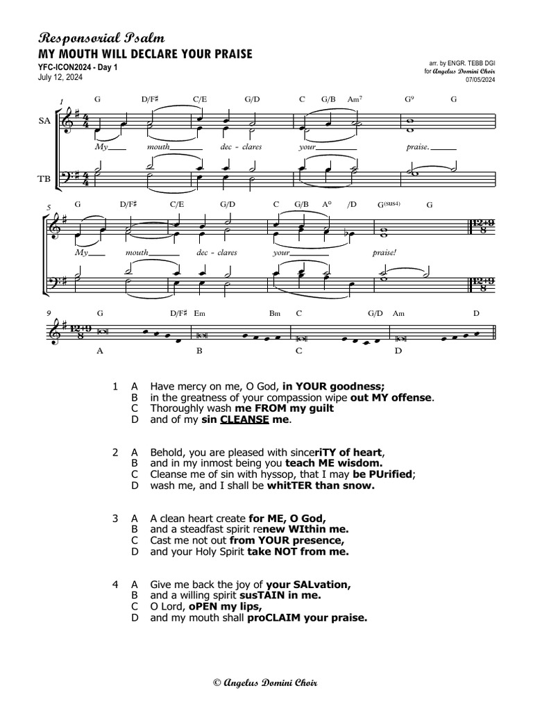 Psalm Responsorial: Declare Praise | PDF | Systematic Theology ...