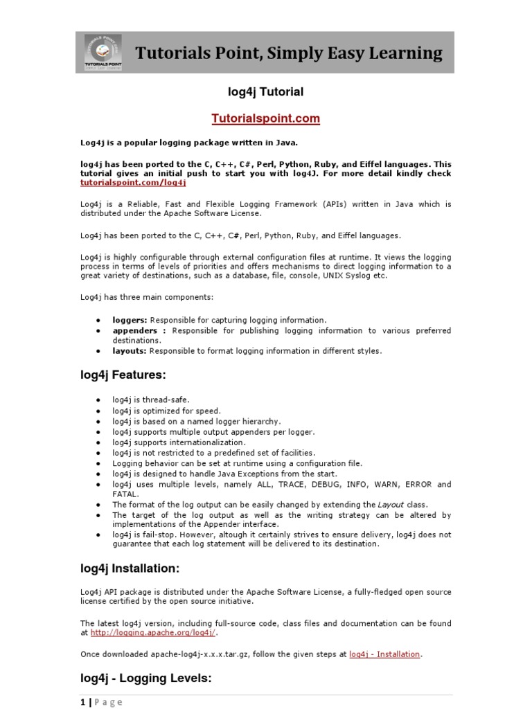 Log4j Tutorial | PDF