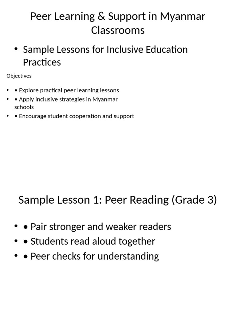 Peer Learning Strategies for Myanmar Teachers | PDF | Learning